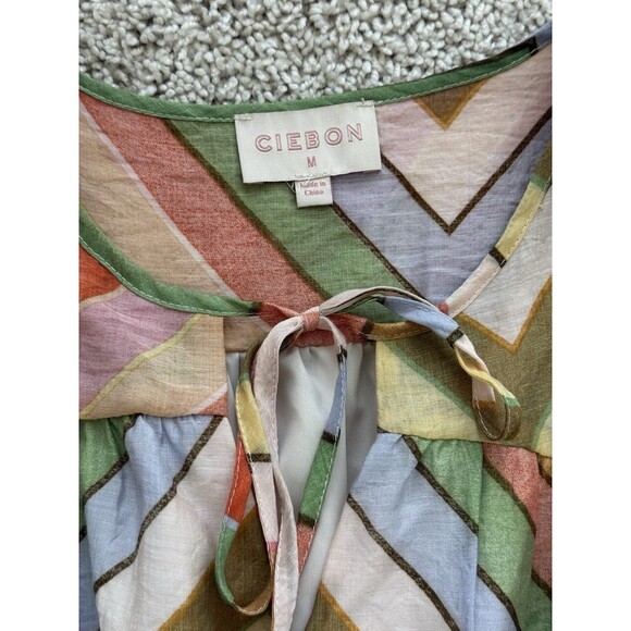 CIEBON Women’s M Emerie Chevron Striped V-Neck Long Sleeve Mini Dress Colorful - Picture 5 of 10